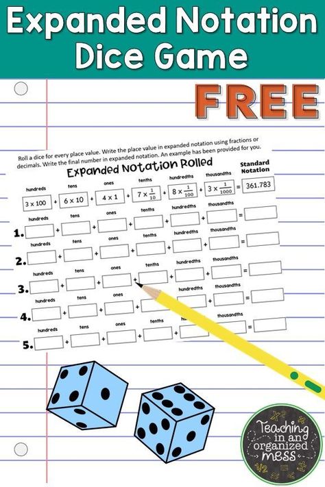 Expanded Notation Anchor Chart, Decimal Games For 5th Grade, Expanded Notation Activities, Integers Games Middle School, Dividing Decimals 5th Grade, Decimal Expanded Form, Expanded Notation 3rd Grade, Rounding Decimals Game, Teaching Decimal Place Value