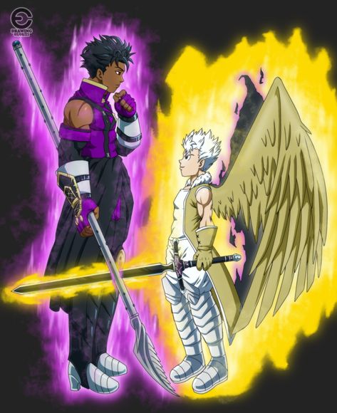 Drawing Kallik vs Golnar, SDS OC's Crisshum Stephens Commission Process Video https://youtu.be/E9-XImP51pE Sds Oc Male, 7 Deadly Sins Oc Male, Seven Deadly Sins Demon King, Seven Deadly Sins Character Design, Sds Oc, Seven Deadly Sins Concept Art, Male Oc, Instagram Drawing, Deadly Sins