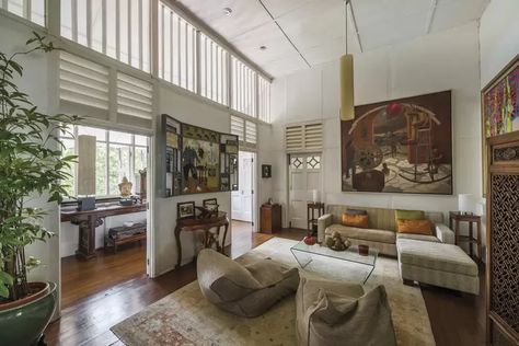 Contemporary Colonial Interiors, Singapore Colonial Style, British Colonial Interior Design, Black And White Colonial, Colonial Style Interior, Singapore House, Colonial House Interior, Contemporary Colonial, French Colonial Style