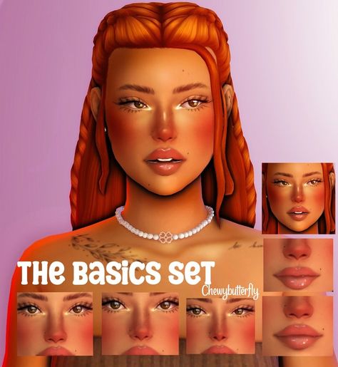 the basics set ♥ | chewybutterfly on Patreon Lip Presets, Sims 4 Cc Eyes, The Sims 4 Skin, Beauty Marks, Makeup Cc, The Sims 4 Packs, Sims 4 Mm Cc, Sims 4 Cc Makeup, Sims 4 Body Mods