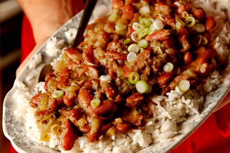 Red Beans and Rice * Leah Chase's Red Beans Leah Chase, Red Beans N Rice Recipe, Ham Hocks, Red Beans And Rice, Mardi Gras Food, Rice Side, Rice And Beans, Dried Thyme, Beans And Rice