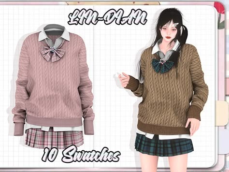 French Outfits, Sims 4 Cas Mods, Sweater And Skirt, Tumblr Sims 4, French Outfit, Sims 4 Dresses, Sims 4 Characters, Sims 4 Downloads, Sims4 Clothes