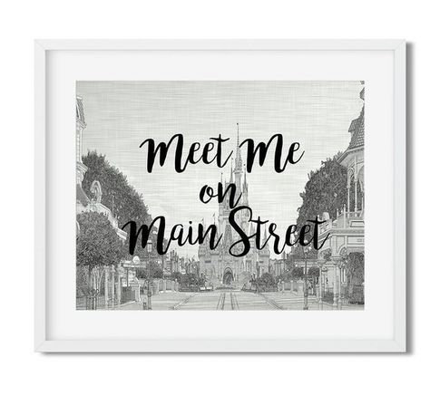 Walt Disney World or Disneyland: Meet Me On Main Street, Disney Print - Great for Disney Fans! Disn Main Street Disney, Disney Kitchen Decor, Disney Poster, Disney Wall Art, Disney Bedrooms, Disney Room Decor, Disney Rooms, Disney Print, Disney Wall