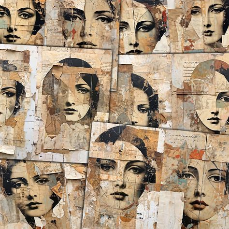 Abstract Faces Printable Mixed media Half Pages for Junk Journals, Grunge Collage, Paper crafts, Digital kit download jpg Mixed Media Print, Grunge Collage, Mixed Media Faces, Kunstjournal Inspiration, Digital Kit, Abstract Faces, Mixed Media Art Journaling, Collage Paper, Vintage Crafts