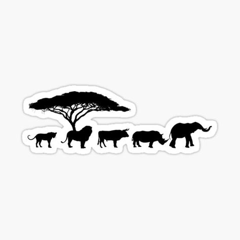 The Big 5 Africa Animals, Big 5 Tattoo, The Big Five Animals, Big Five Animals, 5 Tattoo, Africa Tattoos, Grafic Art, The Big Five, Animals Cartoon