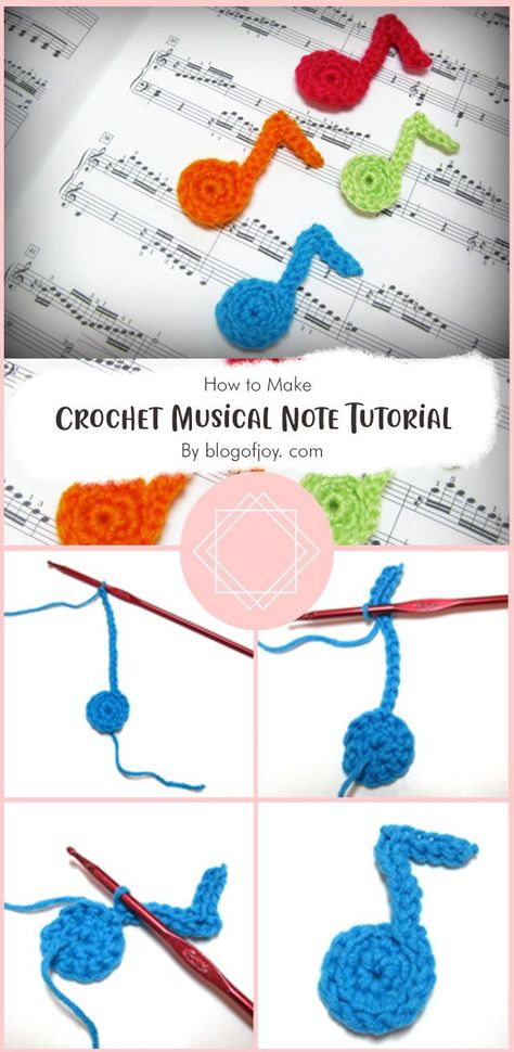 Hey everyone! This is a quick and super simple tutorial on how to crochet a musical note by blogofjoy. com. Note Tutorial, Crochet Music, Pattern Ideas, Musical Note, Music Note, Crochet Squares, How To Crochet, Learn To Crochet, Beautiful Crochet