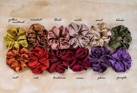 Silk Scrunchy Silk Satin Scrunchie Silk Tie Silk Red Yellow | Etsy Satin Bonnet Natural Hair, Grandma Birthday Card, Hair Tie Accessories, Make Money From Pinterest, Handmade Scrunchie, Diy Birthday Gifts For Friends, Color Combinations For Clothes, Satin Set, Velvet Scrunchie