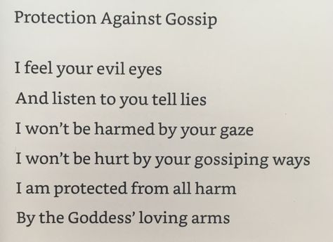 Chant protect from gossip End Gossip Spell, Protection From Sickness Spell, Protection From Gossip Spell, Spell For Bullies, Protection From Hexes, Spells To Stop Gossip, Anti Gossip Spell, Braid Protection Spell, Spells For Bullies