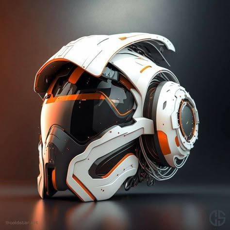 Sci Fi Helmet, Sci-fi Helmet, Cool Bike Helmets, White Helmet, Futuristic Helmet, Concept Vehicles Sci Fi, Helmet Designs, Helmet Concept, Cool Motorcycle Helmets