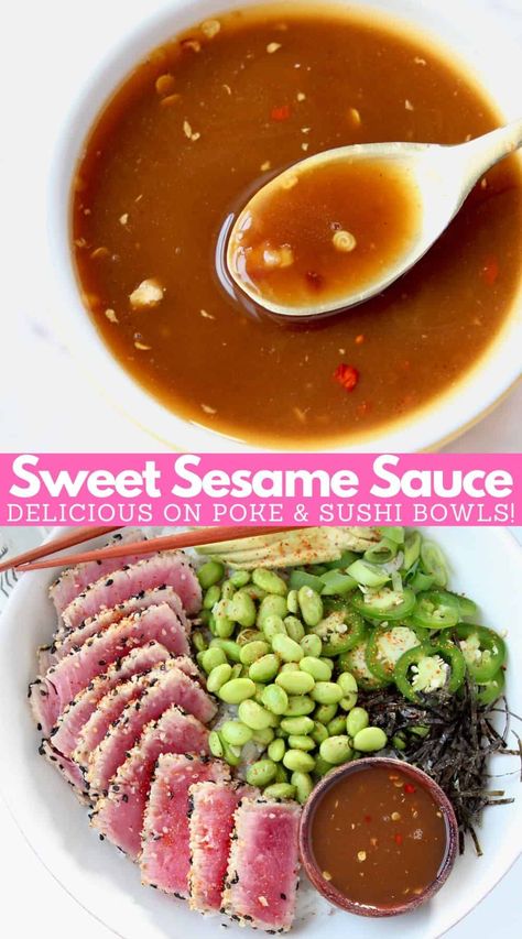 Poke Sushi Bowl, Recipe Bowls, Poke Sushi, Soy Sauce Recipe, Marinating Chicken, Sushi Bowl Recipe, Sushi Bowls, Sushi Sauce, Poke Recipe