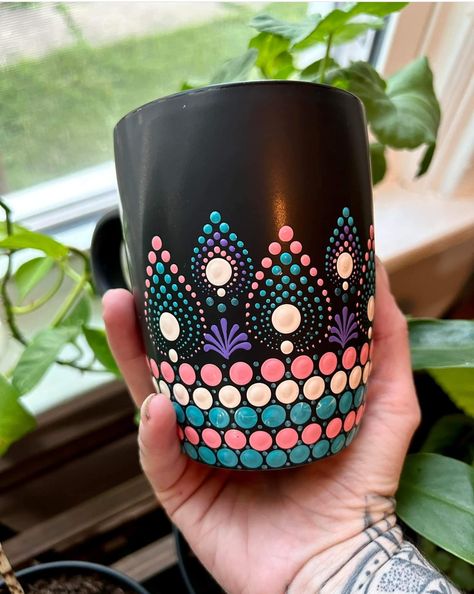 Dot Mandala Art On Pot, Glass Bottle Candles, Old Cd Crafts, Diy Pottery Painting, Painted Coffee Mugs, Roots And Wings, Kerala Mural Painting, Painted Pots Diy, Simple Mandala