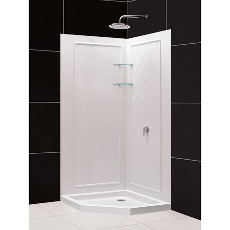 DreamLine SlimLine 36 in. x 36 in. Neo-Angle Shower Base in White with Back-Walls Corner Shower Kits, Acrylic Floor, Dreamline Shower, Neo Angle Shower, Living Pool, Shower Stalls, Shower Bases, Shower Kit, Shower Enclosures