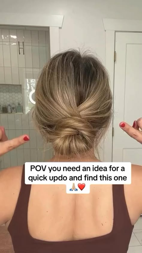 Need a quick and easy, on the go, updo? Ive got you! This loe bun updo is perfect for any occasion!  - #lowbunhairstyles #lowbun #updo #updotutorial #updostyles #updohair #updosforthinhair #updohairstylesforweddings #weddinghairstylesupdo #weddinghairstylesforlonghair #longhairstyle #finehairstyles #weddingguestdresssummer Easy Updo For A Wedding Guest, Easy Elegant Updo For Fine Hair, Cute Updos For Fine Hair, Updo Hairstyles Videos Easy, Easy Updo Layered Hair, Bun Updo Hairstyles Tutorials, Hair Updo Tutorials Easy, How To Do A Wedding Bun, Easy Updos To Do On Yourself