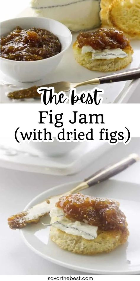 This fig jam is so delicious and so easy and quick to make with sun-dried figs.  I love the enhanced figgie flavor from the dried figs, the hint of lemon and the crunchy seeds of this sweet treat!  I will never again buy a store-bought fig jam!  Why spend six dollars for a jar of fig jam when you can make half a dozen jars for about the same cost as a single jar? Fig And Honey Jam, What To Do With Sun Dried Figs, Dehydrated Figs Recipes, Figs Recipes, Fig Jelly, Homemade Fig Jam, Dried Fig Recipes, Fruit Facts, Fig Recipes