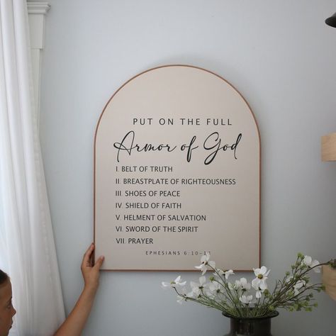 Christian Dining Room Decor, Bible Verse Signs For Home, Decorate Hallway, Arch Wall Art, Plywood Sign, Signs For The Home, Wall Art Modern Farmhouse, Scripture Wall Decor, Arched Wall Last Name Wall Decor Living Room, Script Wall Art, Living Room Signs Quote Wall Decor, Christian Wall Decor Living Room, Bible Verse Frame, Picture Frame Ideas For Wall, Diy Scripture Wall Art, Wall Signs For Living Room, Country Hallway Ideas