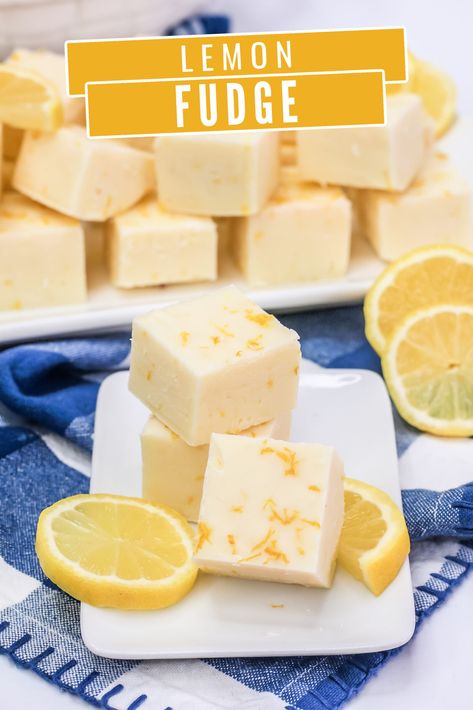 Easy Lemon Desserts 3 Ingredients Simple, Creamsicle Fudge Easy, Fruit Fudge Recipes, Easy Lemon Fudge Recipe, Lemon Meringue Fudge, Lemon Fudge Recipe, Maple Fudge Recipes, Lemon Lush Dessert, Sweetened Condensed Milk Recipes