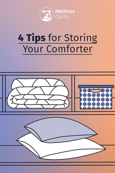 When the weather heats up, it’s time to put away the winter comforter for the season. Follow these steps for storing your comforter! Where To Store Comforters, How To Store Comforters In A Small Space, How To Fold A Comforter For Storage, How To Store Comforters, Storing Comforters Storage Ideas, How To Store Comforters In Closet, Storing Comforters, Comforter Storage Ideas, Bedding Storage Ideas