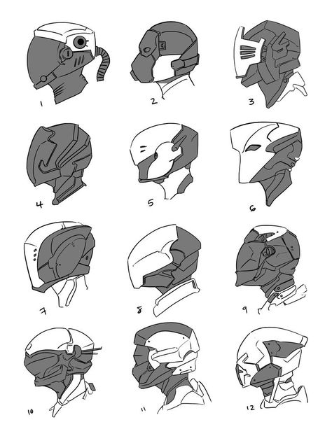 Echipament Tactic, Sci-fi Helmet, Helmet Concept, Art Cyberpunk, Výtvarné Reference, Arte Robot, Idee Cosplay, 캐릭터 드로잉, Concept Art Drawing