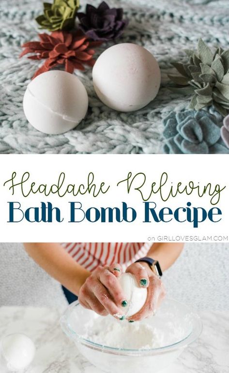 Headache Relieving Bath Bomb Recipe on www.girllovesglam.com Body Tutorials, Bath Bomb Recipe Easy, Shower Steamers Diy, Bathing Essentials, Bath Gifts, Bath Bomb Recipe, Bombe Recipe, Spa Ideas, Bath Bomb Recipes