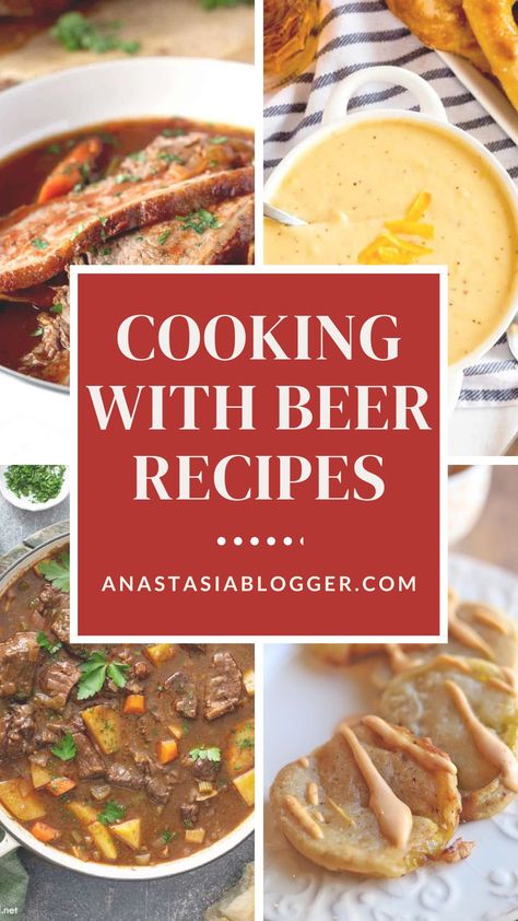 Did you know that you can create amazing dishes with beer? I have here amazing beer recipes you will definitely enjoy! Beer Recipes Food, Cajun Turkey Recipe, Irish Stew Recipe, Beer Cheese Dip Recipe, Beer Pulled Pork, Beer Bread Easy, Diy Healthy Snacks, Beef Brisket Recipes, Cooking With Beer