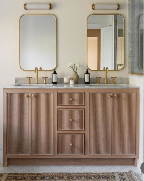 Seated Vanity, Bathroom Inspiration Board, Master Addition, Rope Mirror, Beach House Bathroom, Gold Knobs, Windsor Smith, Interior Bathroom, Brass Faucet