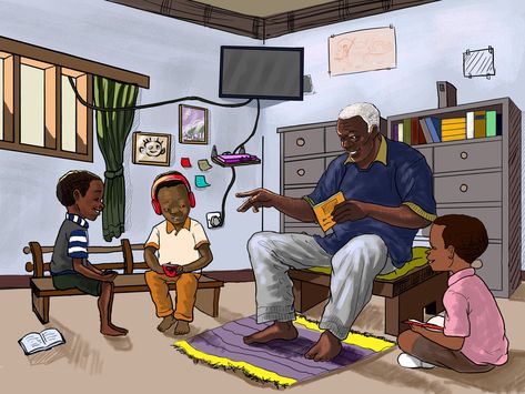 Modern African storytelling,  on ArtStation at https://www.artstation.com/artwork/V2JWz8 Learn Ux Design, Modern Times, Children Illustration, Living Design, Black Art, Graphic Design Illustration, Digital Painting, Creative Professional, Storytelling