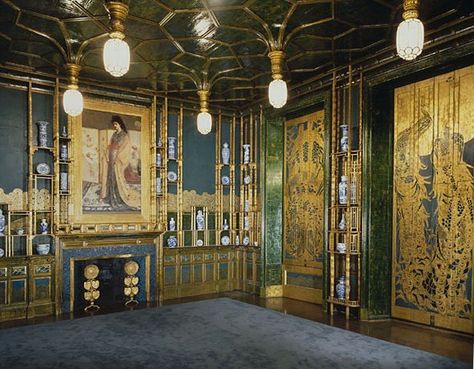 The Peacock Room, Green Room Colors, Art Nouveau Arquitectura, Peacock Room, Salve Regina, Art Nouveau Interior, James Mcneill Whistler, Art Nouveau Architecture, Aesthetic Movement