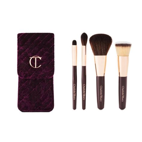 New from #charlottetilbury, Limited Edition Charlotte’s Magic Mini Brush Set for Holiday 2023! Included in the set — $55 •Travel-size… | Instagram Charlotte Tilbury Brush Set, Velvet Clutch Bag, Plum Velvet, Travel Brush, Travel Size Makeup, Mini Brush, Travel Makeup Brushes, Eyelash Curlers, Bday Gift