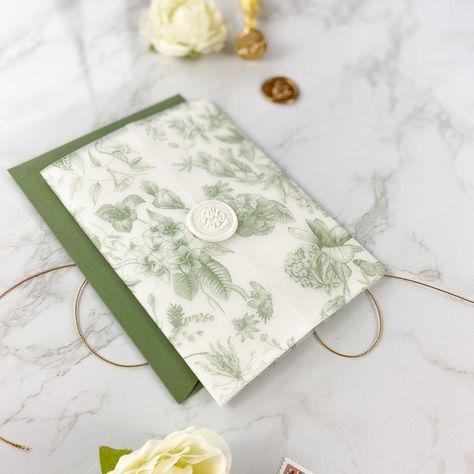 Sage Green Stationary, Green Wedding Invitation Suite, Green Floral Wedding Invitations, Green Toile Wedding, Wedding Invites Green, Sage Green Invitations Weddings, Sage Green Branding, Sage Green Wedding Invites, Green Wedding Aesthetic