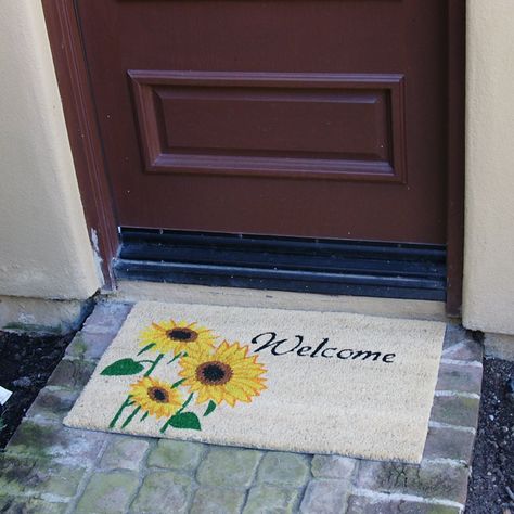 RubberCal Sunflower Welcome Floral Door Mat 18 by 30Inch >>> More info could be found at the image url. (This is an affiliate link) #doormats Summer Doormat, Modern Doormats, Yellow Sunflowers, Outdoor Door, Front Door Mats, Spring Door, Floral Area Rugs, Yellow Sunflower, Elegant Home Decor