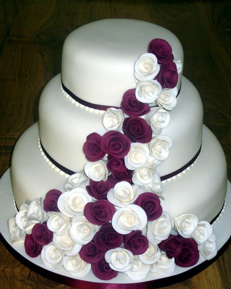 Cake? Wedding Cake Waterfall Flowers, Purple Pink Wedding Cake, Purple Wedding Cake Elegant 2 Tier, 2 Tier Wedding Cake Burgundy Flowers, Wedding Cake With 3d Flowers, Wedding Cake Strain, Burgundy Wedding Cake, Wedding Cake Images, 3 Tier Wedding Cakes