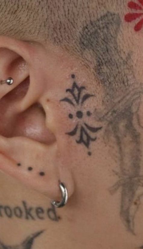 Nose Tattoo Ideas, Neck Tattoos For Men, Nose Tattoo, Small Face Tattoos, Ephemeral Tattoo, Hirsch Tattoo, Face Tats, Funky Tattoos, Handpoke Tattoo