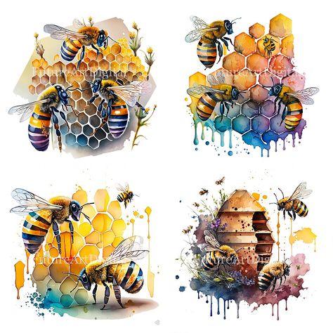 How To Draw A Honey Bee, Honey Bee Art, Bee Hive Art, Beehive Pictures, Bee Pictures Art, Honey Bee Wall Art, Honey Bee Drawing, Beehive Art, Honeybee Art