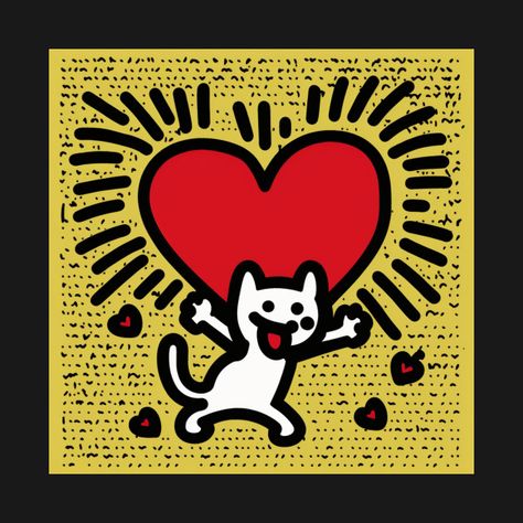 Funny Keith Haring, cat lover - Keith Haring - T-Shirt | TeePublic Cat Attitude, Keith Haring Poster, Keith Haring Art, Haring Art, Mayan Art, Relief Printing, Nice Nails, Little Doodles, Graphic Tshirt Design