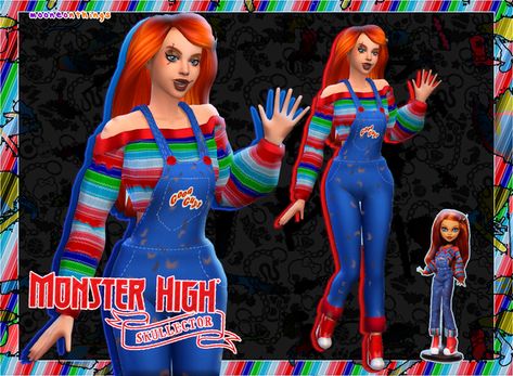 Sims Halloween Costume, Chucky Costume, Cc Patreon, Sims 4 Anime, Sims 4 Cc Folder, Shirt Dress Outfit, Sims4 Clothes, Sims 4 Cc Packs, Sims 4 Mods Clothes