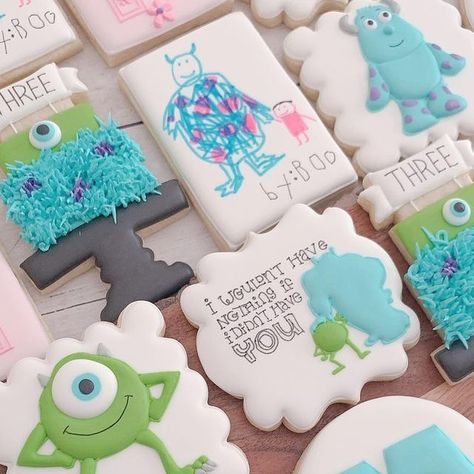 Monsters Inc Cookies, Monsters Inc Logo, Disney Cookies, Monster Inc, February 9, Cookies Decorated, Monsters Inc, Sugar Cookies Decorated, Pixar