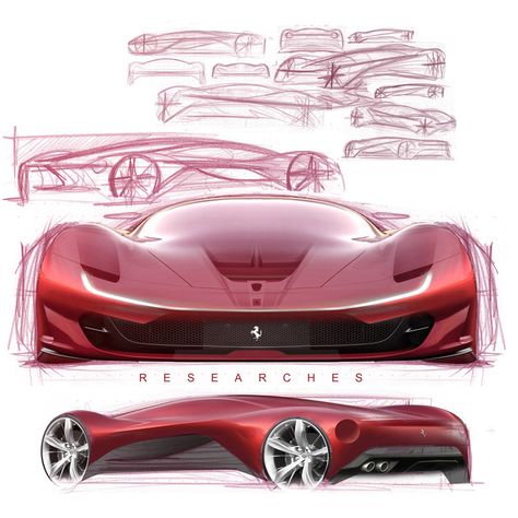 FERRARI MOSTRO on Behance Ferrari Sketch, Cars Sketch, Exterior Sketch, Future Concept Cars, Car Design Sketch, Concept Car Design, Mini Car, Super Luxury Cars, Car Sketch