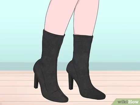 How to Wear Sock Boots: 15 Steps (with Pictures) - wikiHow Black Sock Boots Outfit Jeans, Sick Boots Outfit, Sock Boot Heels Outfit, What To Wear With Sock Boots, Heeled Sock Boots Outfit, Platform Sock Boots Outfit, Sock Boots Outfit Dress, Brown Sock Boots Outfit, How To Wear Sock Boots