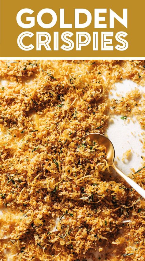 Breadcrumb Recipe, Homemade Bread Crumbs, Onion Casserole, Bread Crumbs Recipe, Crunch Recipe, Vegetarian Italian, Creamy Mushroom Soup, Gluten Free Bread Crumbs, Simple Green Salad