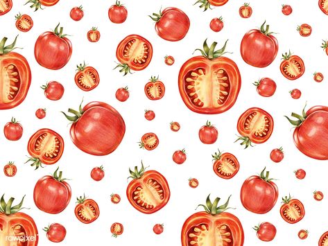 Hand drawn tomato patterned background illustration | free image by rawpixel.com Agriculture Art, Watercolor Tomatoes, Vegetables Pattern, Cooking Design, Tree Logo Design, Patterned Background, Free Illustration Images, Hand Images, Aesthetic Background