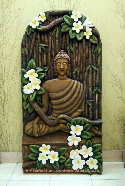 Painting With Clay, Budha Art, 3d Canvas Art, 3d Art Painting, Buddha Painting Canvas, Mural Art Design, Buddha Art Painting, Clay Wall Art, Buddha Painting