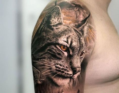 Bob Cat Tattoo, Bobcat Tattoos For Women, Bobcat Tattoo Design, Lynx Tattoo Design, Bobcat Tattoos, Puma Tattoo, Lynx Tattoo, Moose Tattoo, Hunting Tattoos