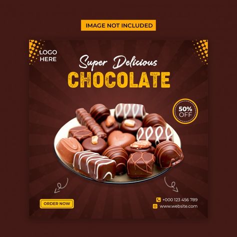 Delicious chocolate social media and ins... | Premium Psd #Freepik #psd #banner #sale #restaurant #social-media Homemade Chocolates, Food Social Media, Ice Cream Menu, Chocolate House, Chocolate Candy Recipes, Food Discount, Food Promotion, Food Post, Chocolate Recipes Homemade