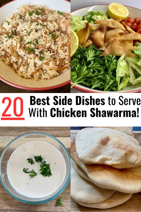 What to Serve With Chicken Shawarma - 20 Best Sides Chicken Shawarma Sides, Best Sides, Homemade Pita Bread, Chicken Shawarma Recipe, Chicken Pita, Shawarma Recipe, Side Salad Recipes, Side Dishes For Chicken, Middle Eastern Dishes