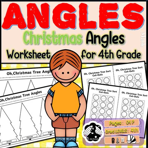 Get into the 'Angle' of the Holidays! Introduce your 4th-graders to 'Oh, Christmas Tree Angles,' a festive worksheet designed to bring joy to geometry lessons. From acute to obtuse, let the holiday magic enhance angle identification skills. Download now and add a sprinkle of seasonal fun to your teaching toolkit! 🎄📚✨ #GeometryMagic #HolidayAngles #EducationalCheer Protractor Activities, 4th Grade Geometry, Angles Math, Angles Worksheet, Geometry Lessons, Math Activity, Math Worksheet, Holiday Magic, 4th Grade