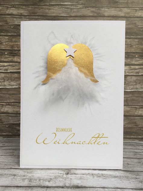 Angel Card, Angel Christmas Cards Diy, Handmade Angel Christmas Cards, Christmas Card Angel, Fairy Christmas Cards Handmade, Dove Christmas Card, Angel Christmas Cards, Wedding Gift Art, Wings Card