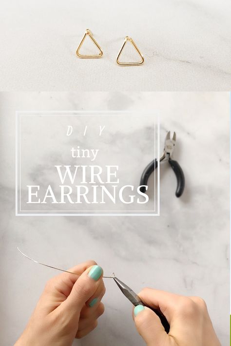 Wire Stud Earrings Diy, Easy Wire Earrings Diy, Diy Small Earrings, Simple Wire Earrings Diy, Daniela Bobadilla, Wire Stud Earrings, Diy Earrings Studs, Earring Video, Wire Jewelry Earrings