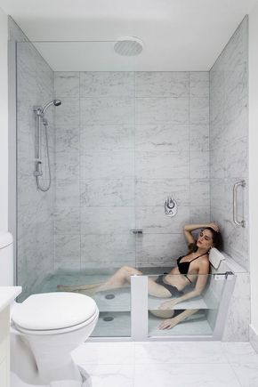 See great bathroom shower remodel ideas from homeowners who have successfully tackled this popular project. Bathroom Tub Shower Combo, Makeover Kamar Mandi, Tub Remodel, Bilik Air, Small Bathtub, Bathroom Tub Shower, Decor Baie, Tiny House Bathroom, Sink Strainer