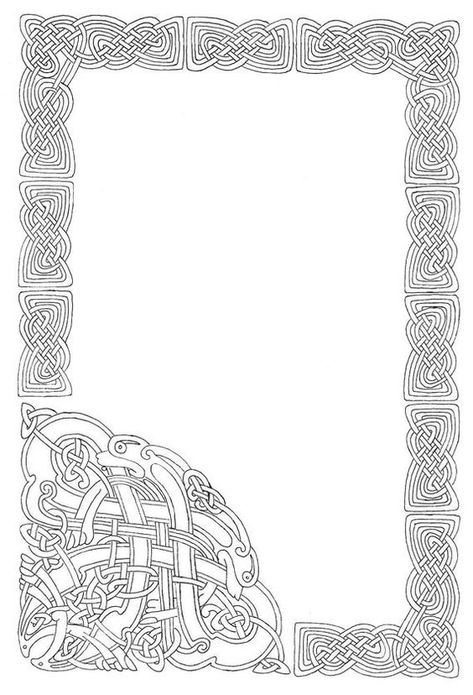 Celtic Borders, Wall Calligraphy, Celtic Corners, Celtic Knotwork Design, Celtic Border, Celtic Artwork, Carving Painting, Celtic Ornaments, Art Printmaking