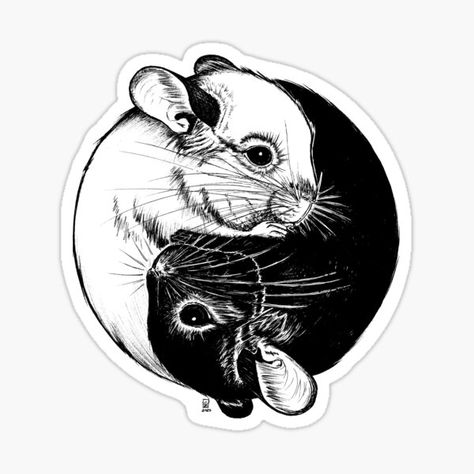 Chinchilla Tattoo, Yin Yang Sticker, Chinchillas, Yin And Yang, Yin Yang, Decorate Laptops, Kiss Cut, Vinyl Decal Stickers, Hand Drawn